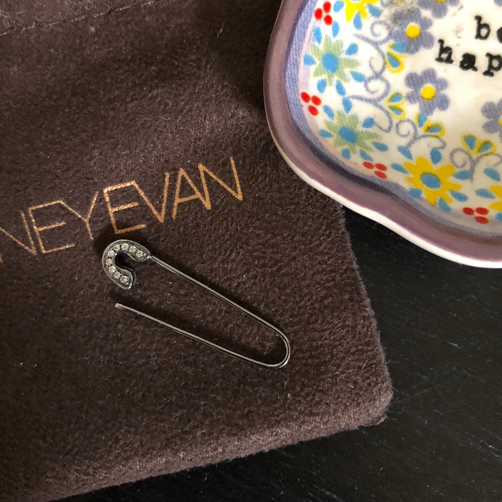 Sydney Evan 14k Diamond Safety Pin Earring SINGLE